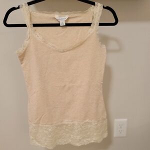 Sundance Cream Cotton And Lace Women's Camisole Size Small.
